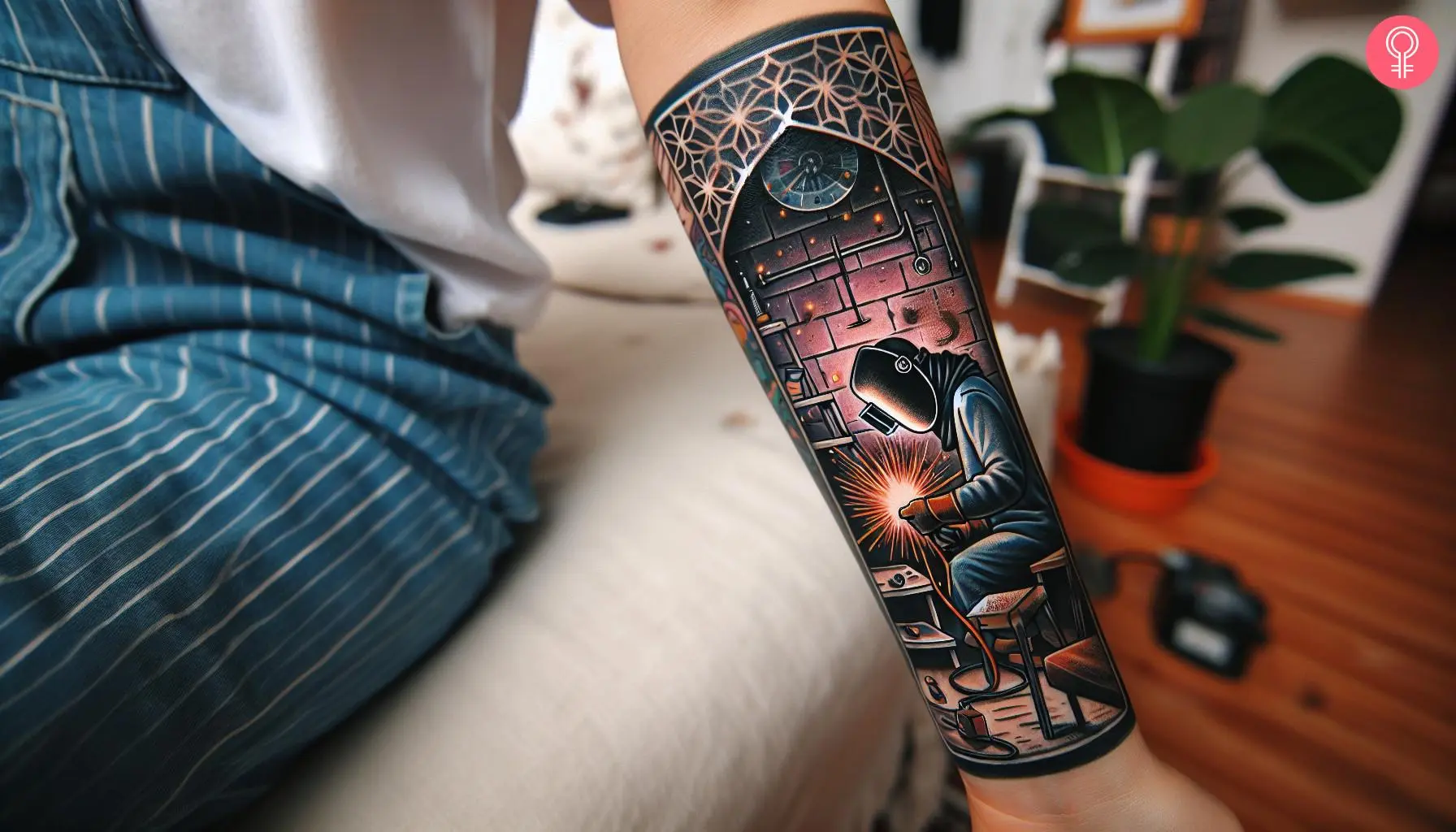 Welder tattoo on the forearm