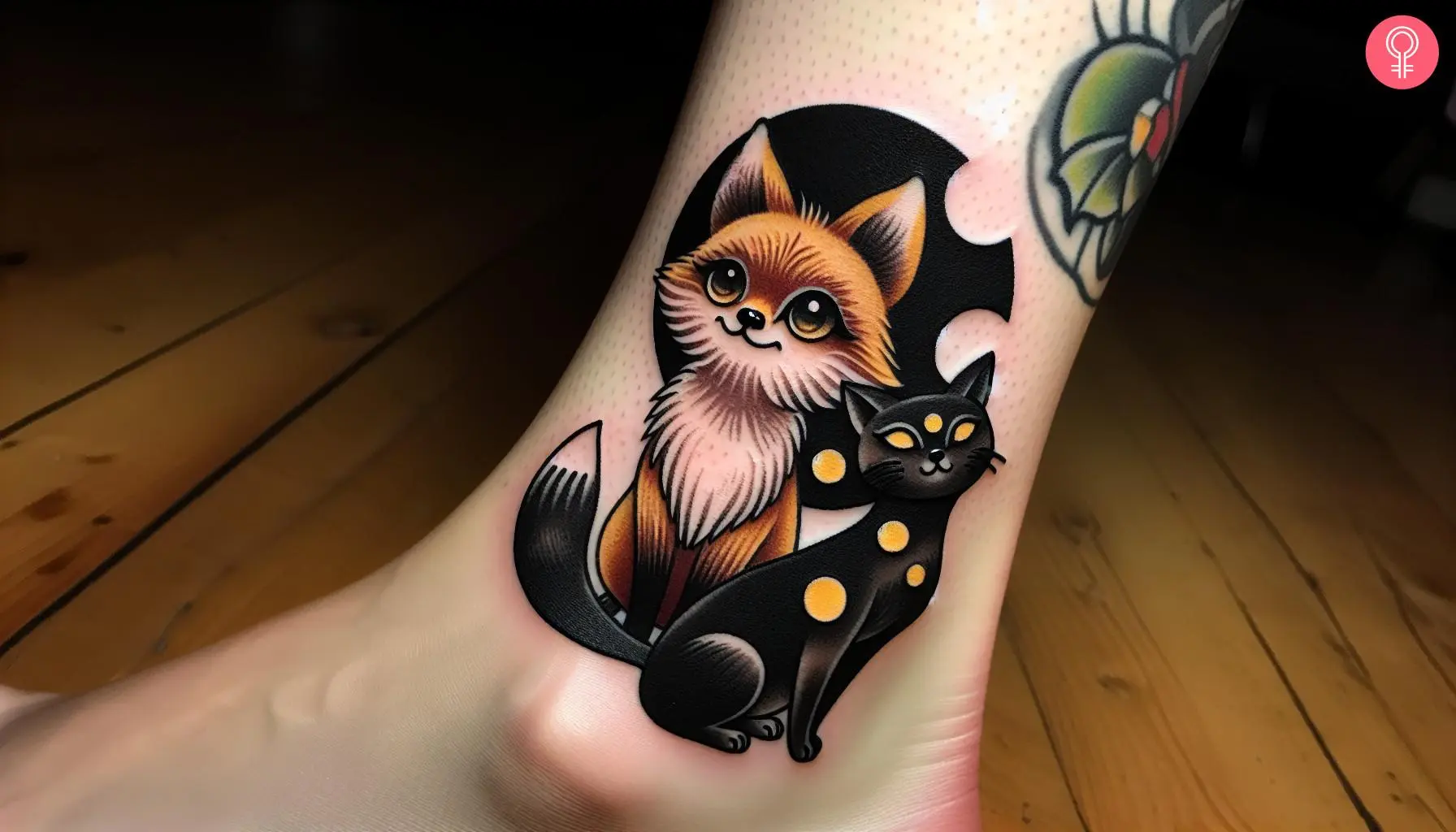 Woman with Eevee Umbreon tattoo on her ankle