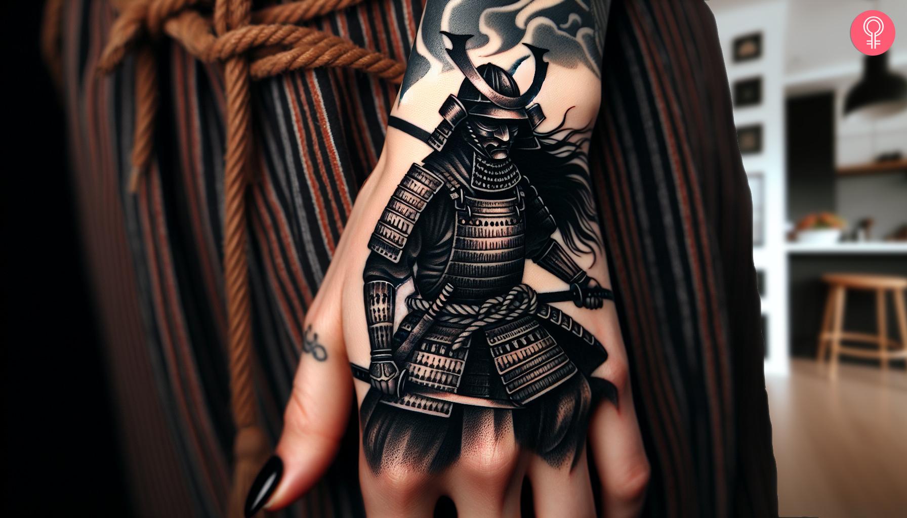 Woman with Ronin tattoo on her hand