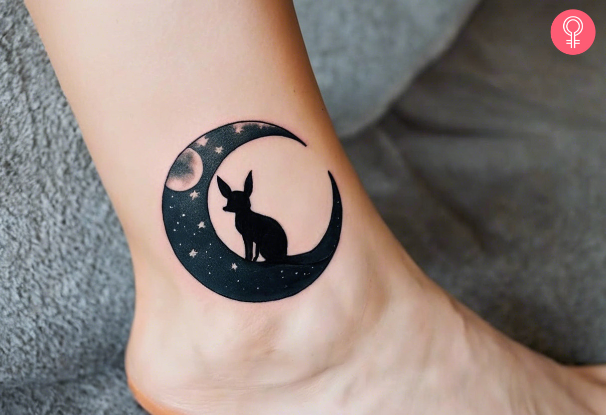 Woman with Umbreon Moon tattoo on her ankle