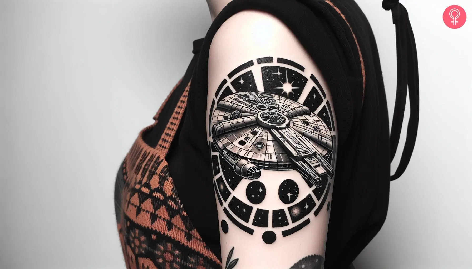 Woman with a Millennium Falcon tattoo