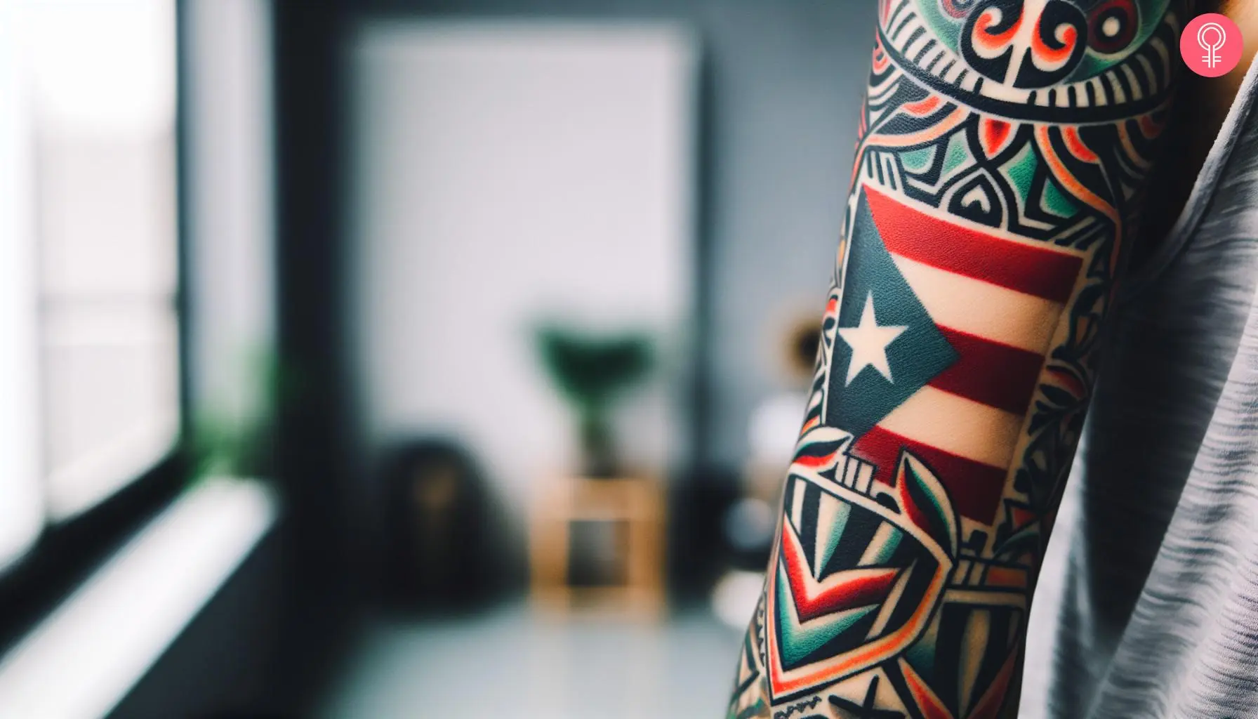 Woman with a Puerto Rico flag tattoo