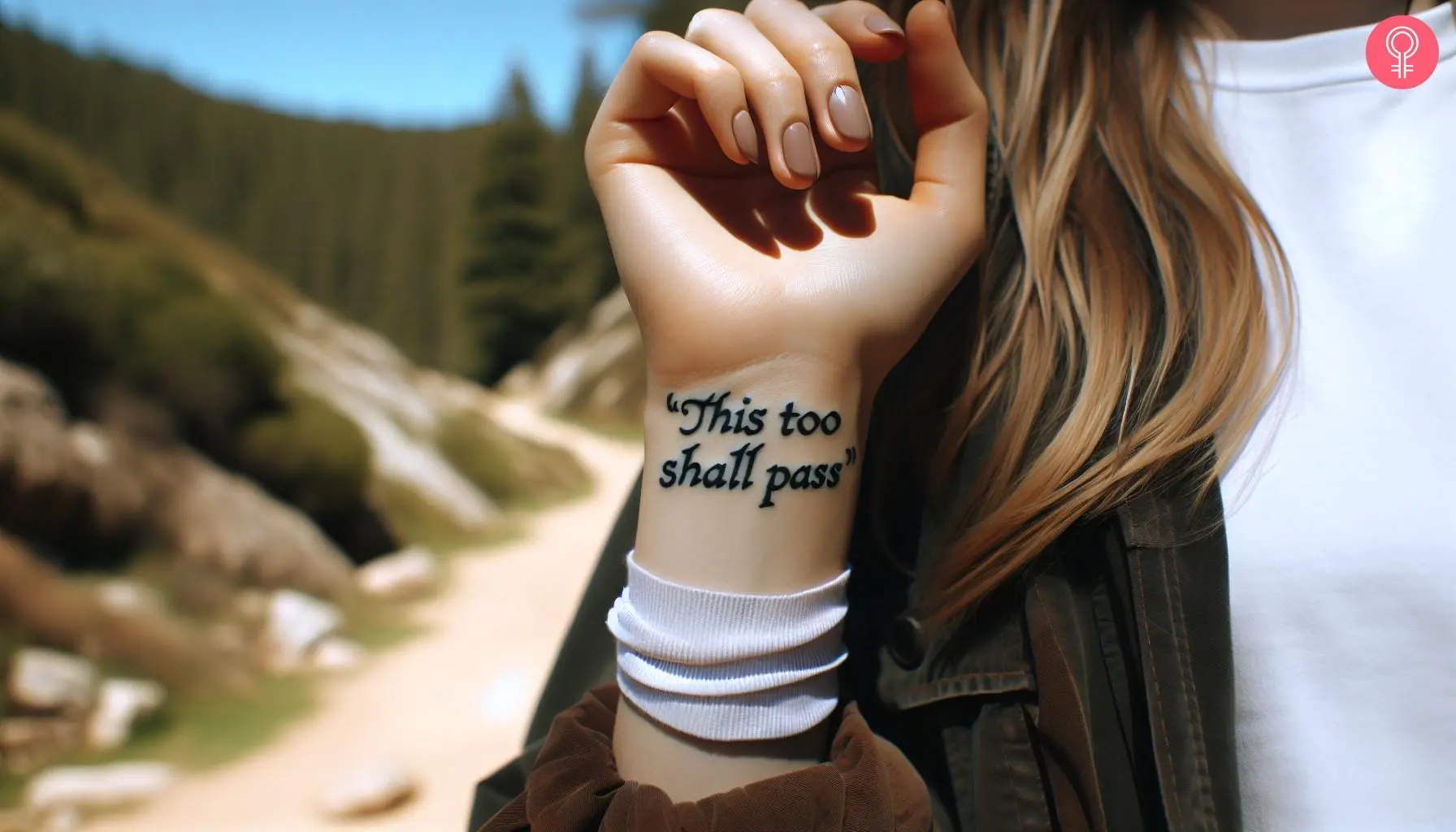 Woman with a ‘This Too Shall Pass’ wrist tattoo