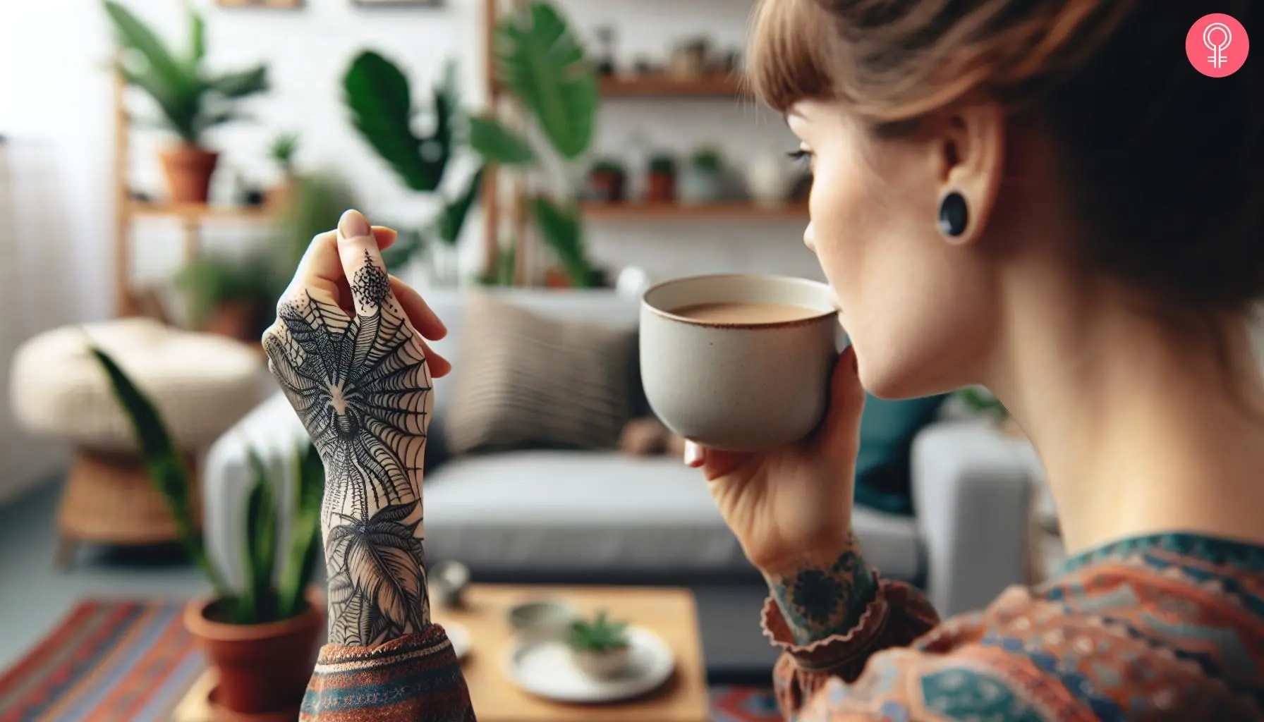 Woman with a grunge spider tattoo on the hand