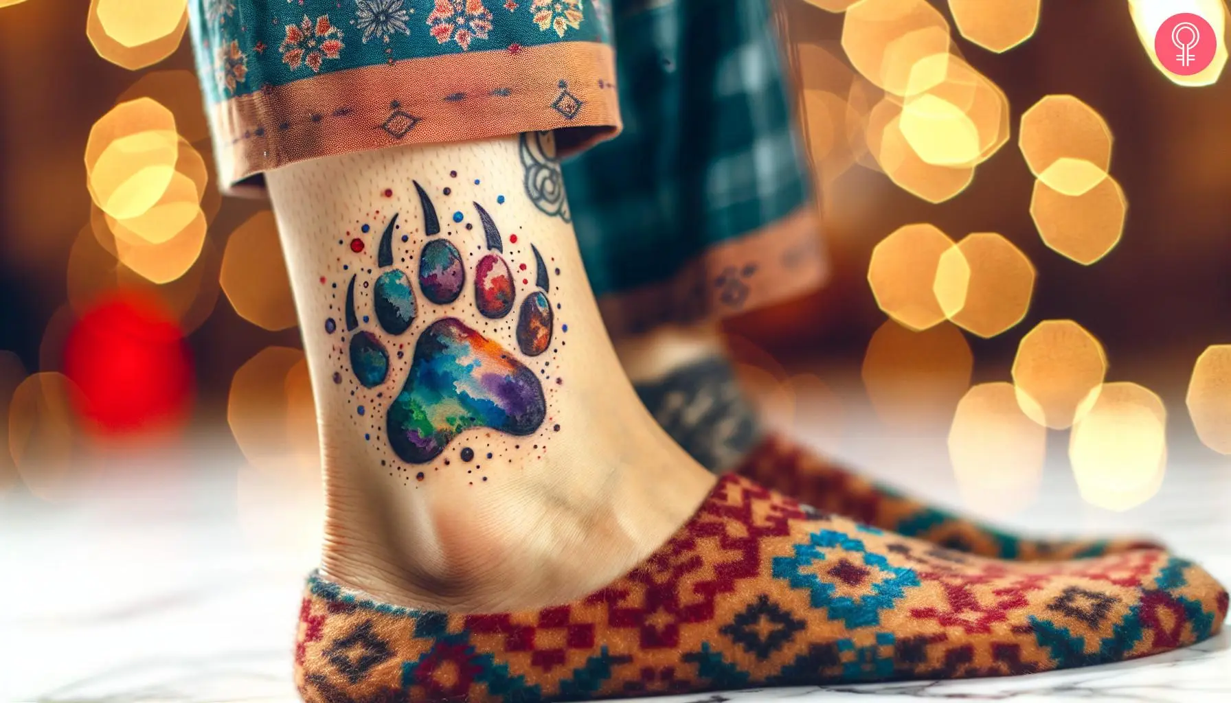 Woman with a mama bear paw tattoo on her ankle