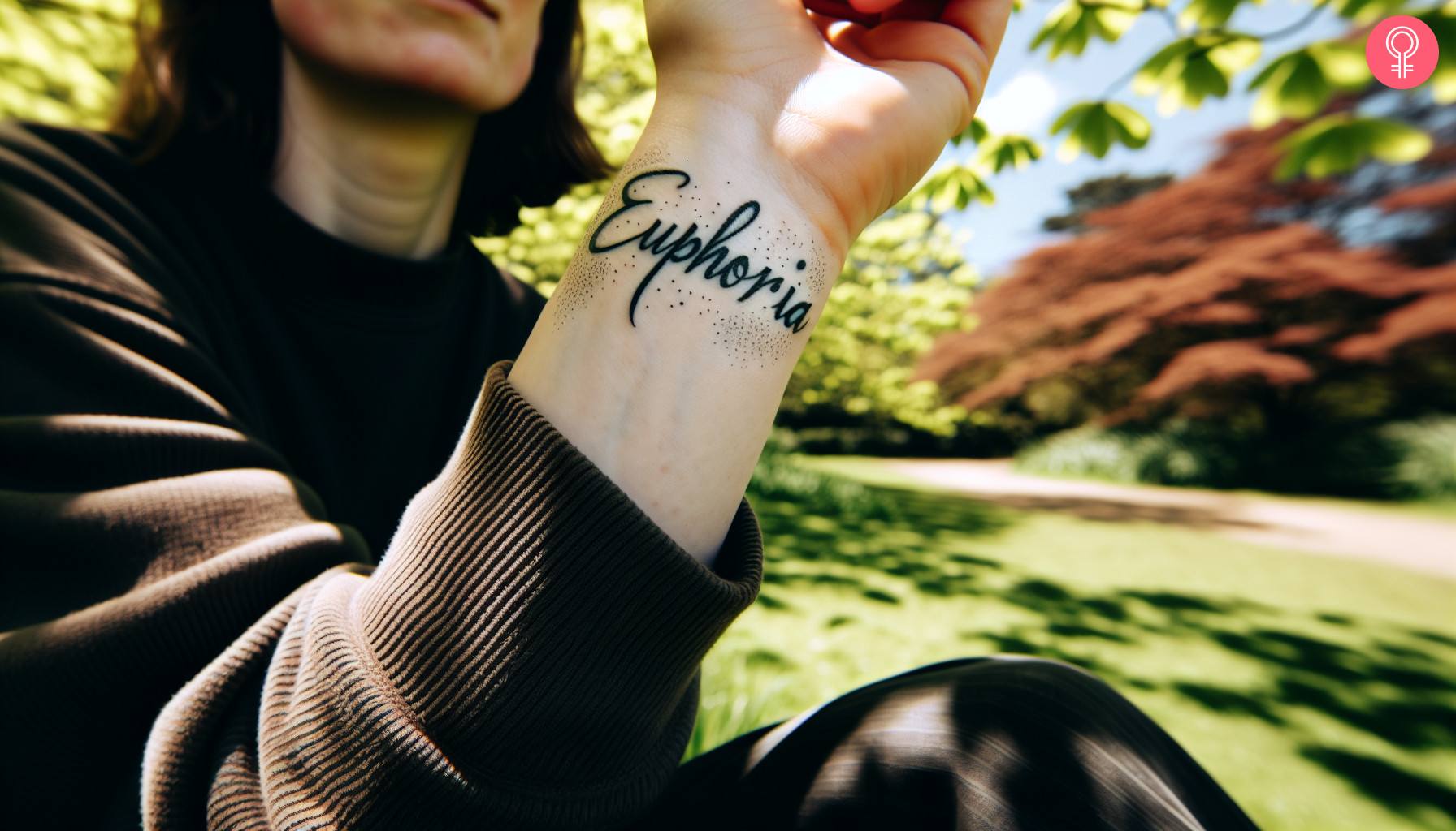 Woman with an ‘Euphoria’ wrist tattoo