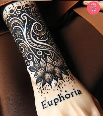 A stylish cuff tattoo design on the forearm