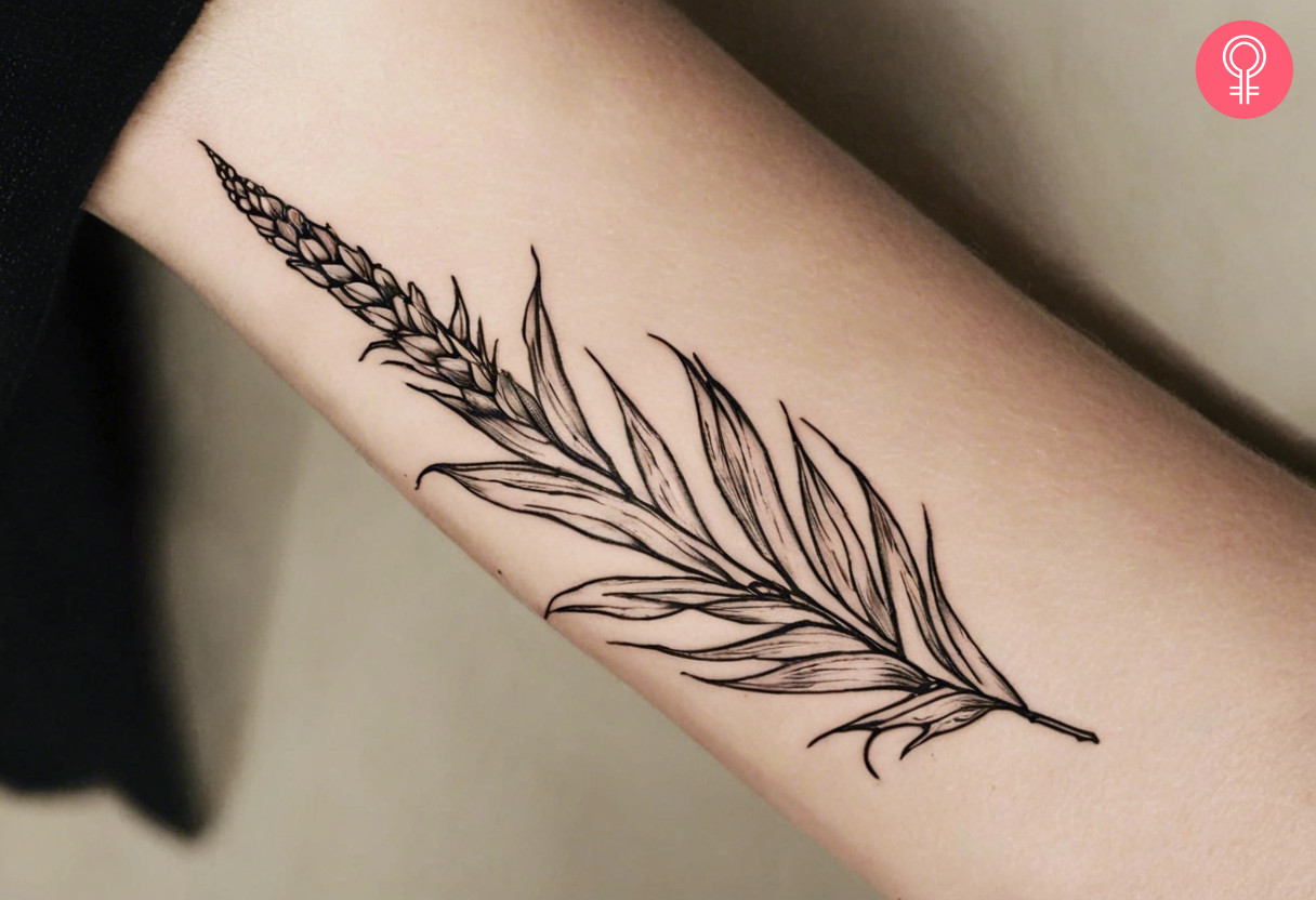 Woman with corn stalk tattoo on her wrist