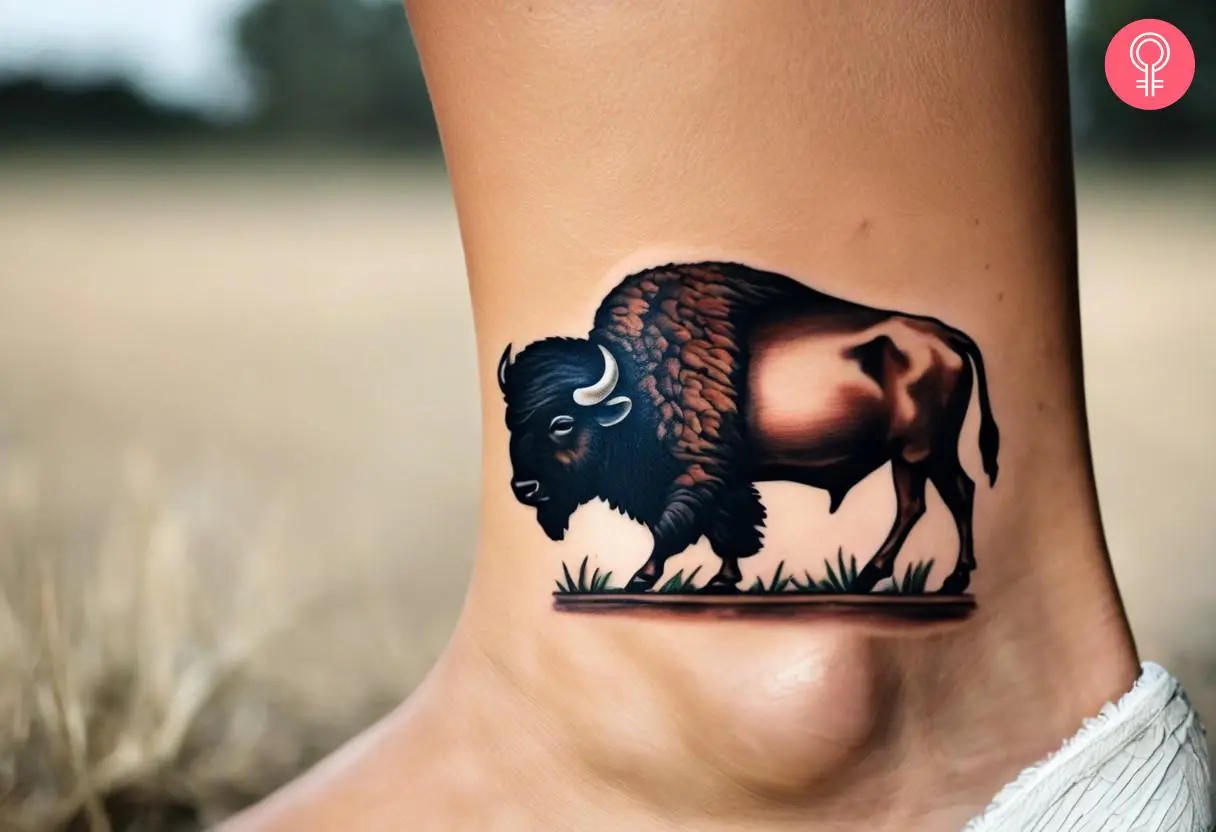 Woman with farm animal tattoo on her ankle