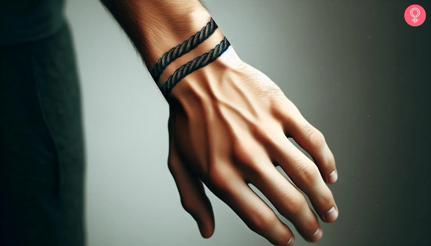 A rope tattoo on the wrist of a man