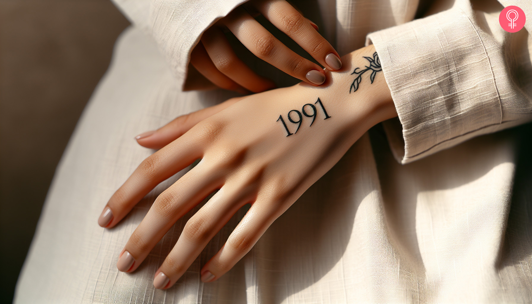 Woman with 1991 hand tattoo