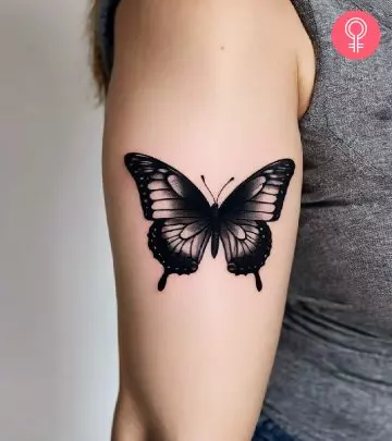 Discover the magic of metamorphosis with captivating black butterfly tattoos.