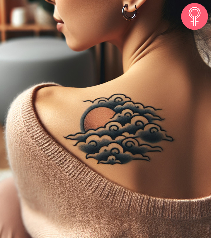 Japanese cloud tattoo on the shoulder