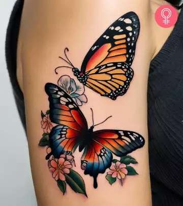 A butterfly rebirth tattoo on a woman’s arm