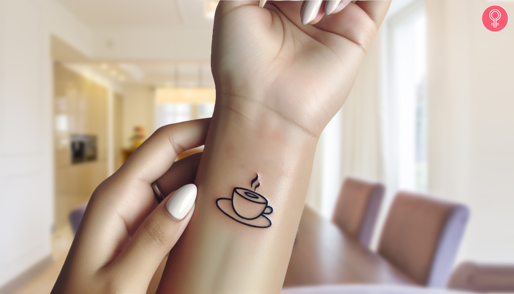 A cup inked in fineline on the wrist