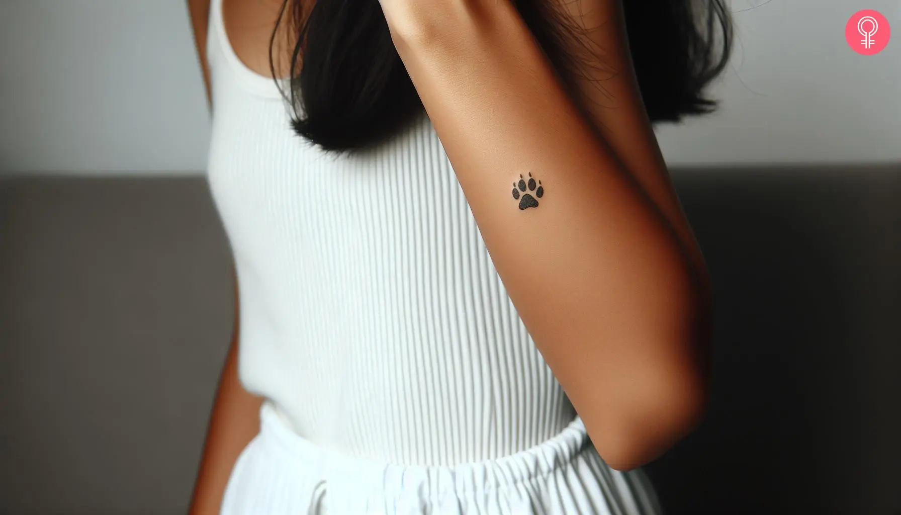 A dog paw print on the forearm