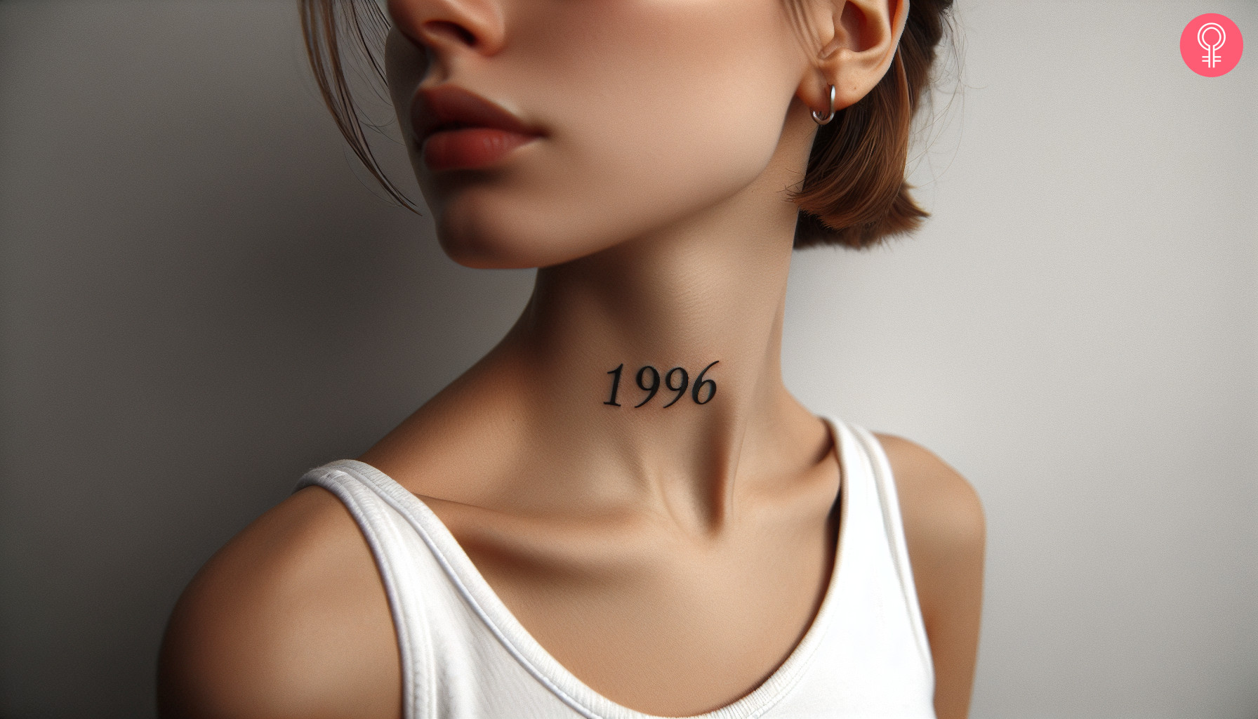 A minimalist 1996 tattoo inked on the neck