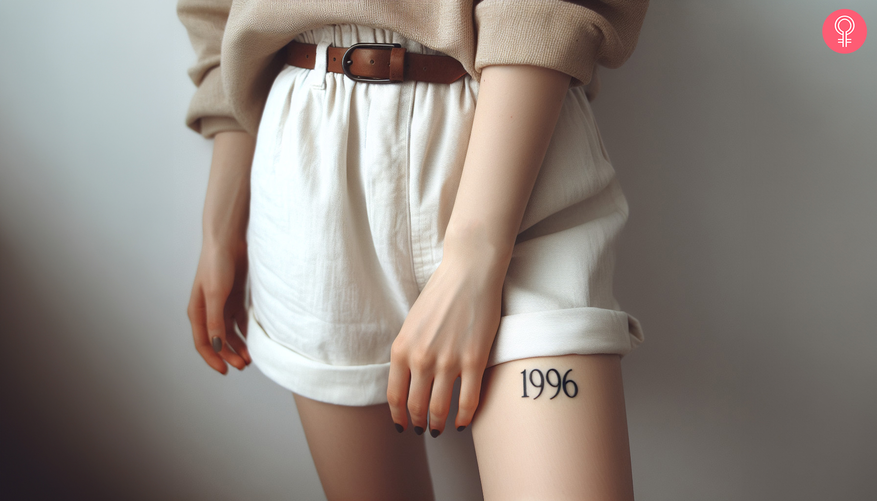 A minimalist 1996 tattoo inked on the thigh