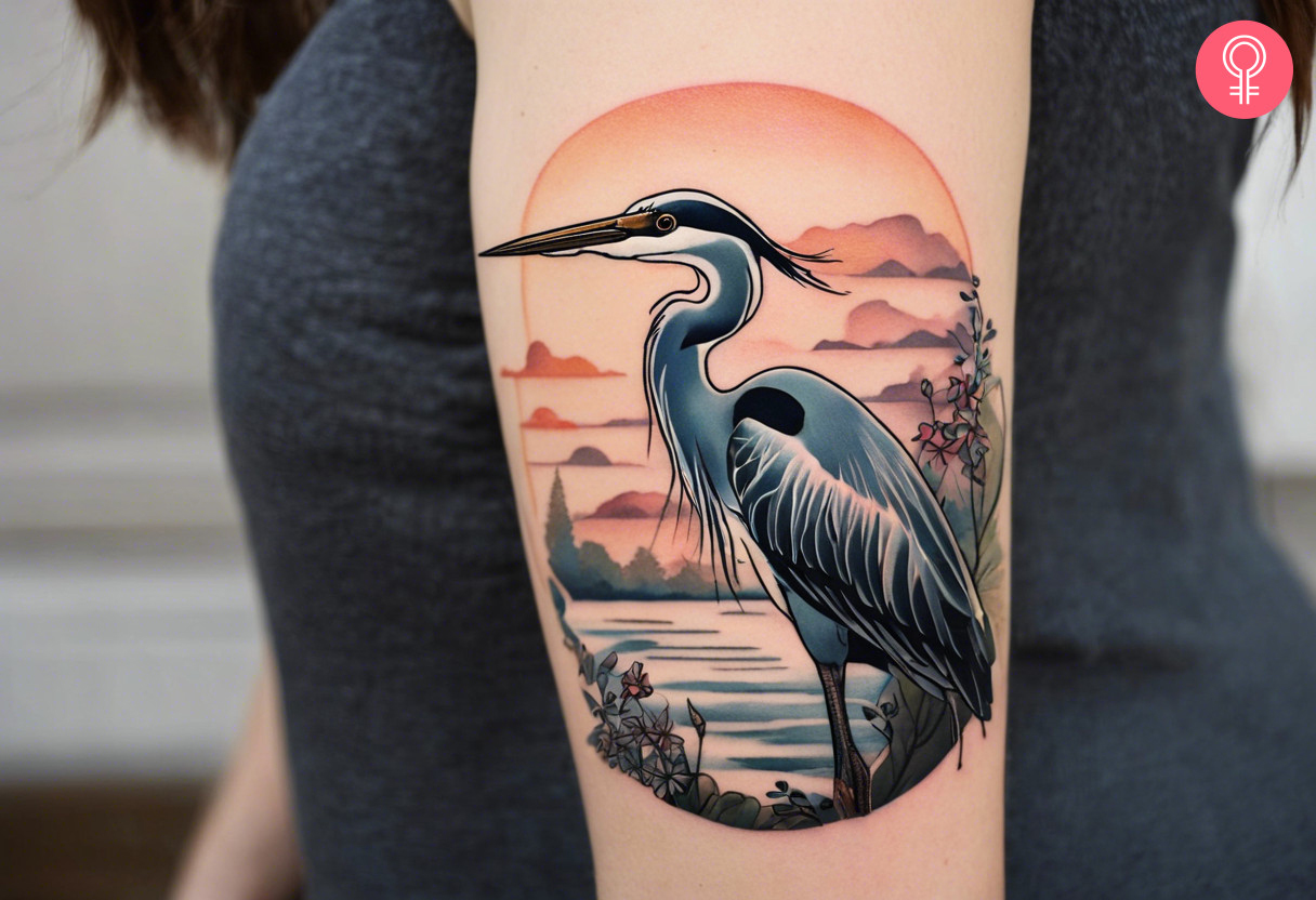 8 Stunning Heron Tattoo Ideas For Nature Lovers - 87