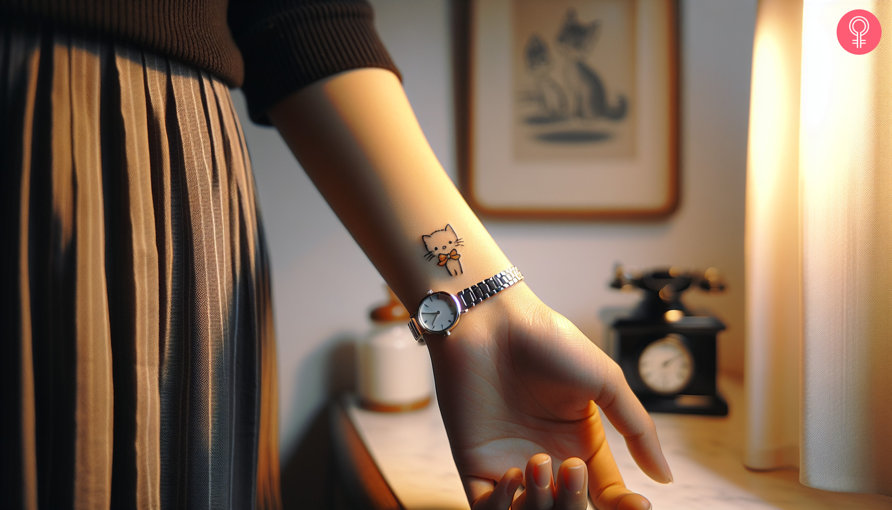 A woman wearing an MS’ tattoo on the inner side of her wrist