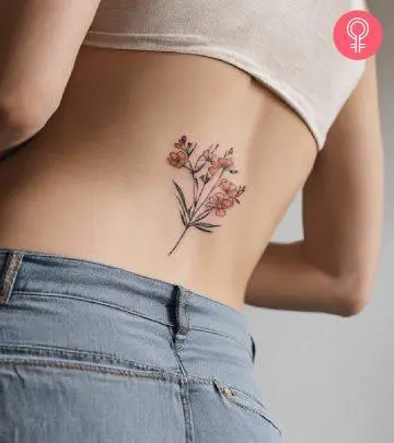 A woman with a classy feminine lower back tattoo