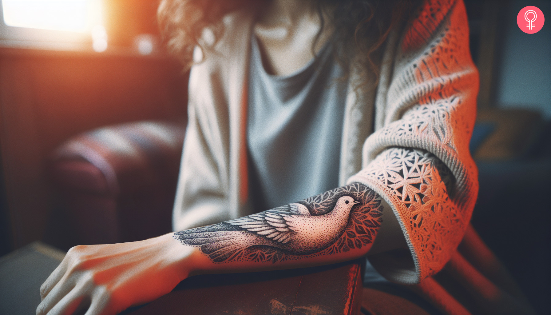 A woman with a stipple shading tattoo