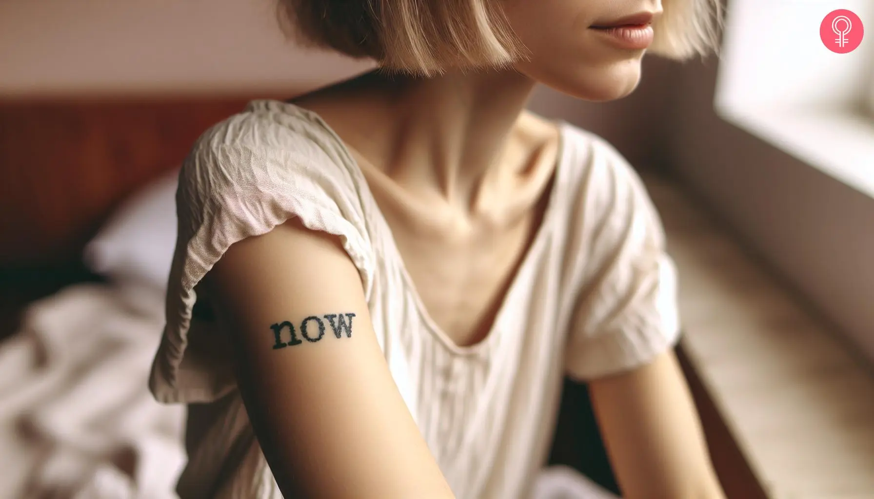 A word tattoo in lowercase typewriter font