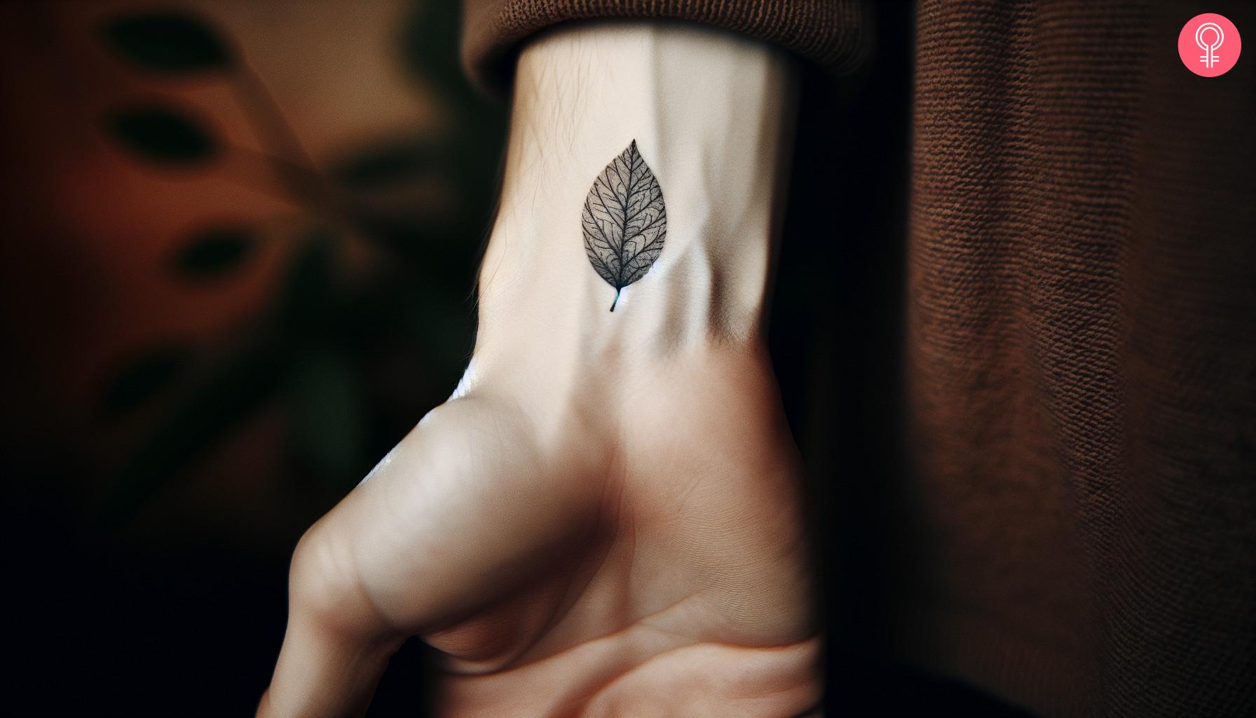 A microblade tattoo on the wrist