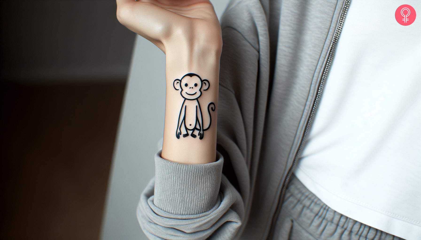 An adorable monkey doodle tattoo on the wrist