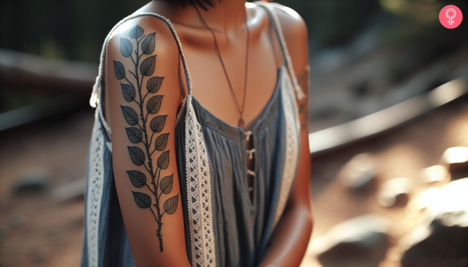 A word black and gray shaded birch tree leaf tattoo with detailed veins