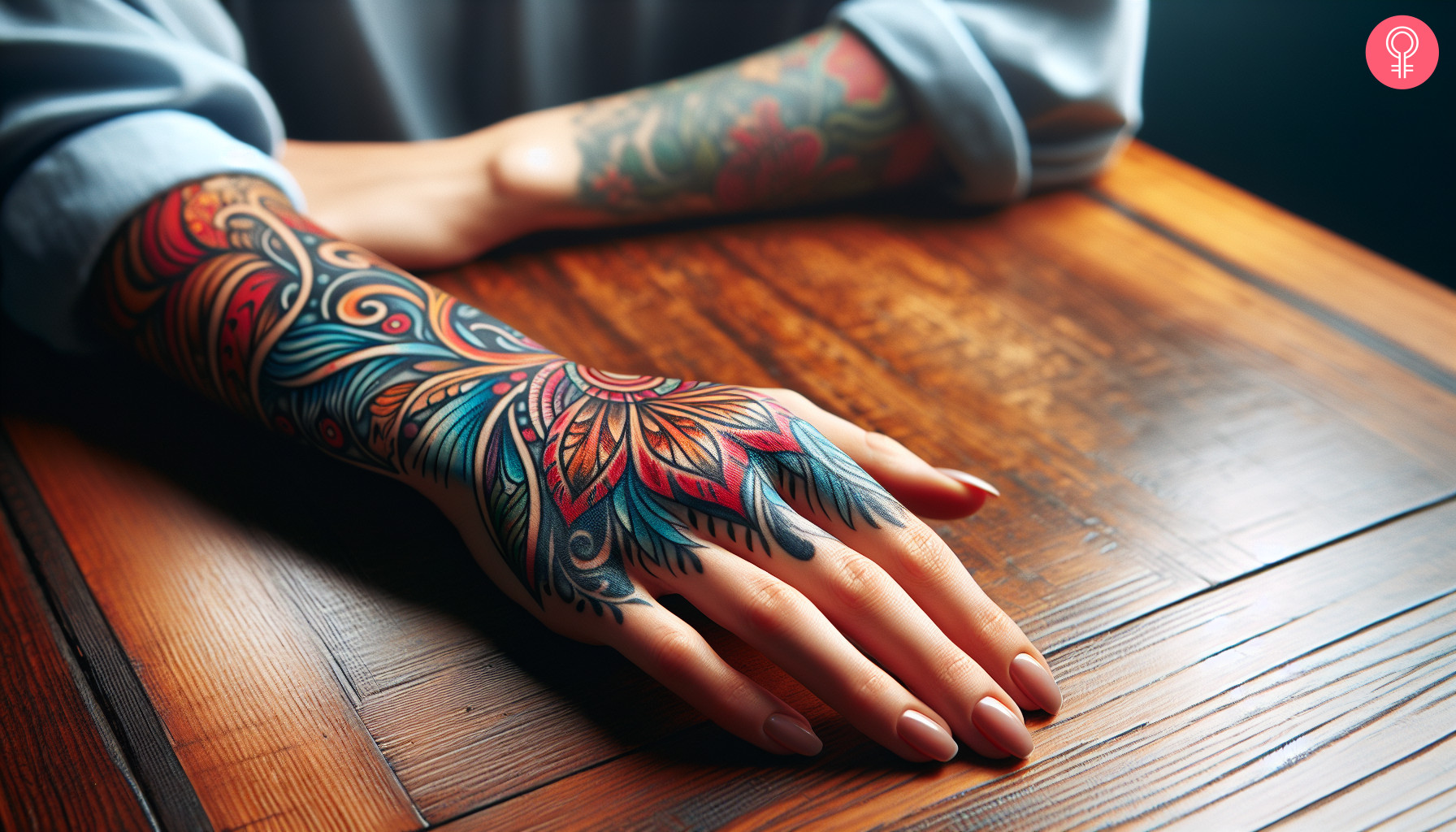 Colorful tattoo on the back of the hand