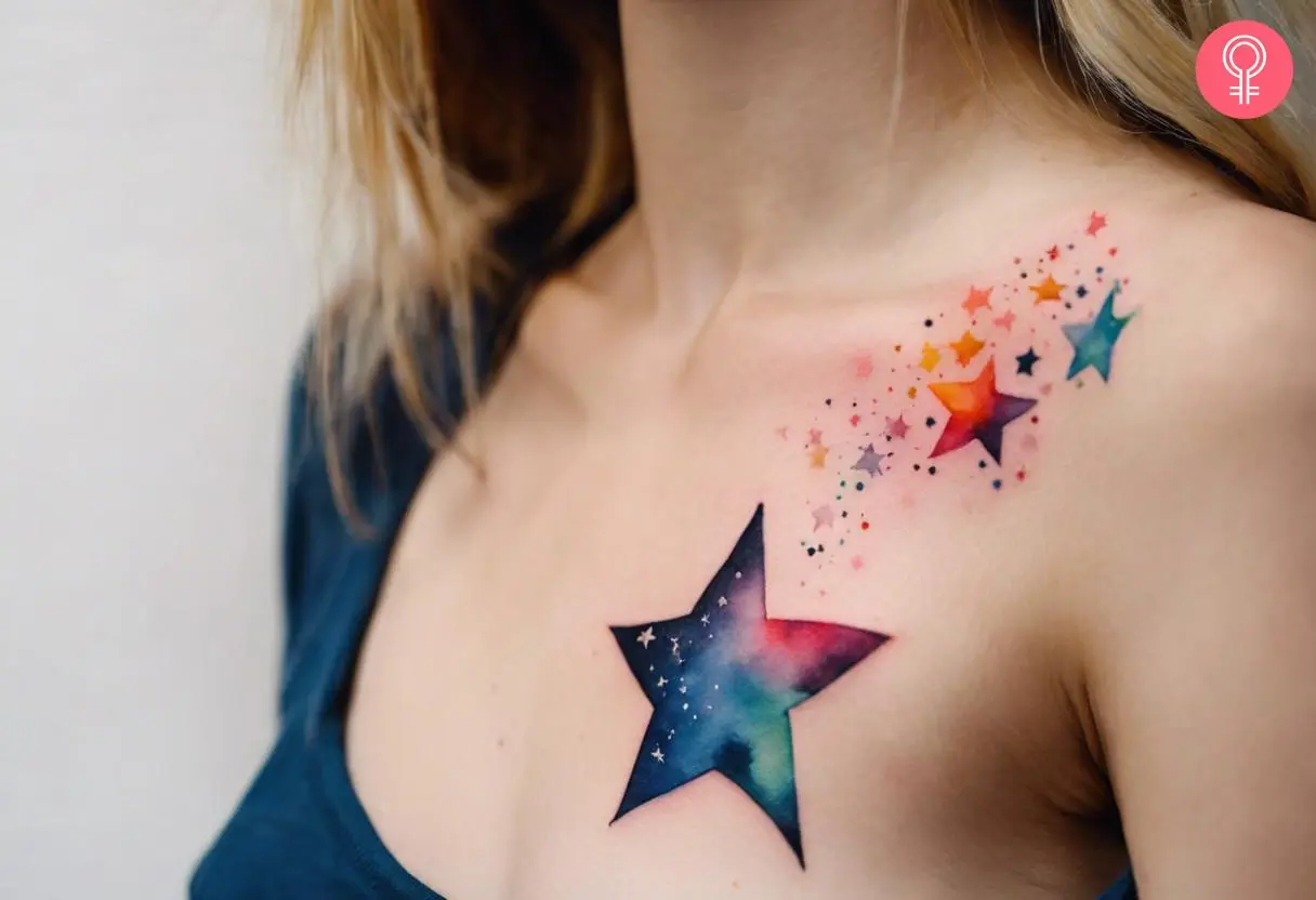 Colorful stars tattoo