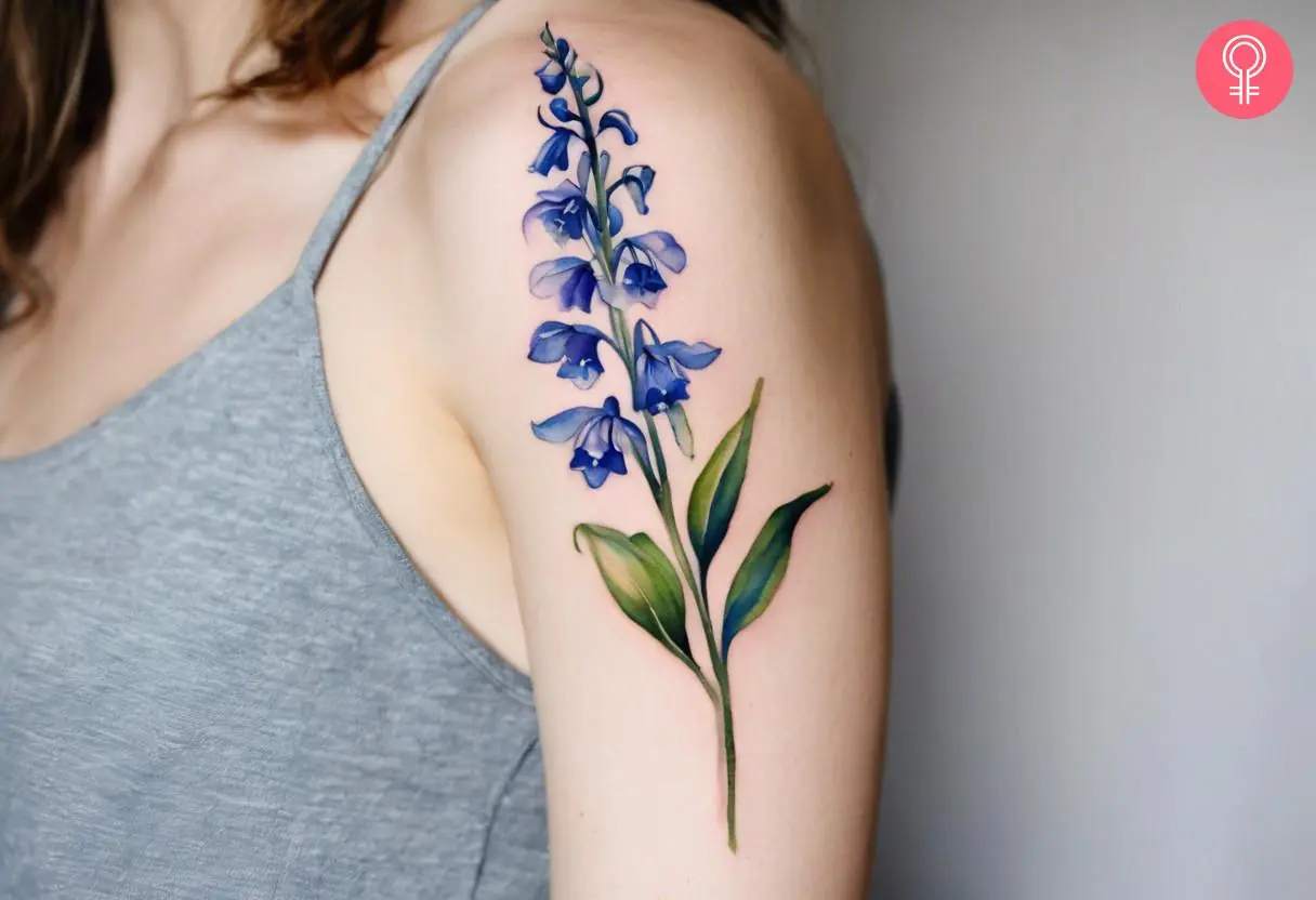 Delicate bluebell flower tattoo