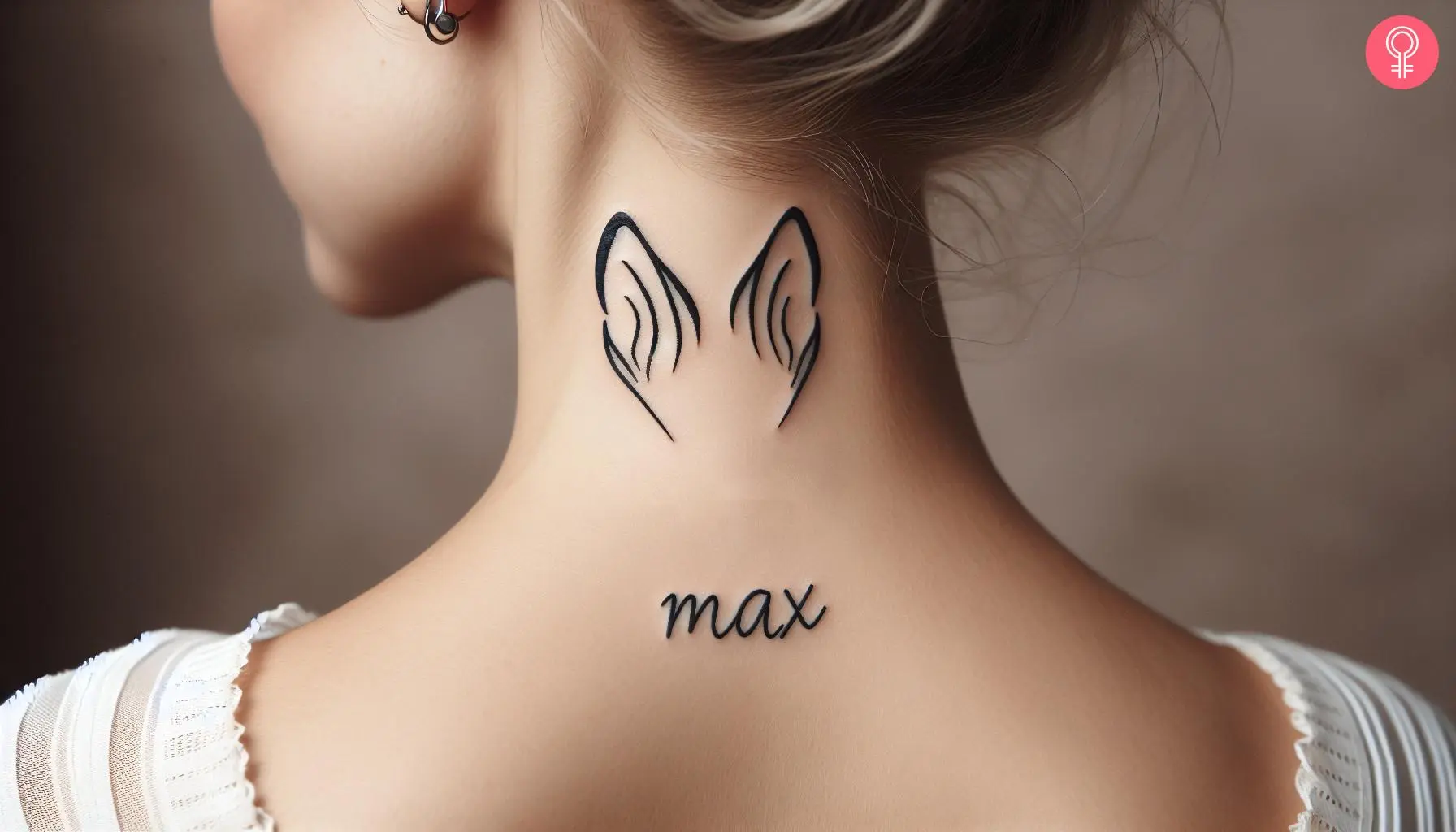 Dog ears with name tattoo