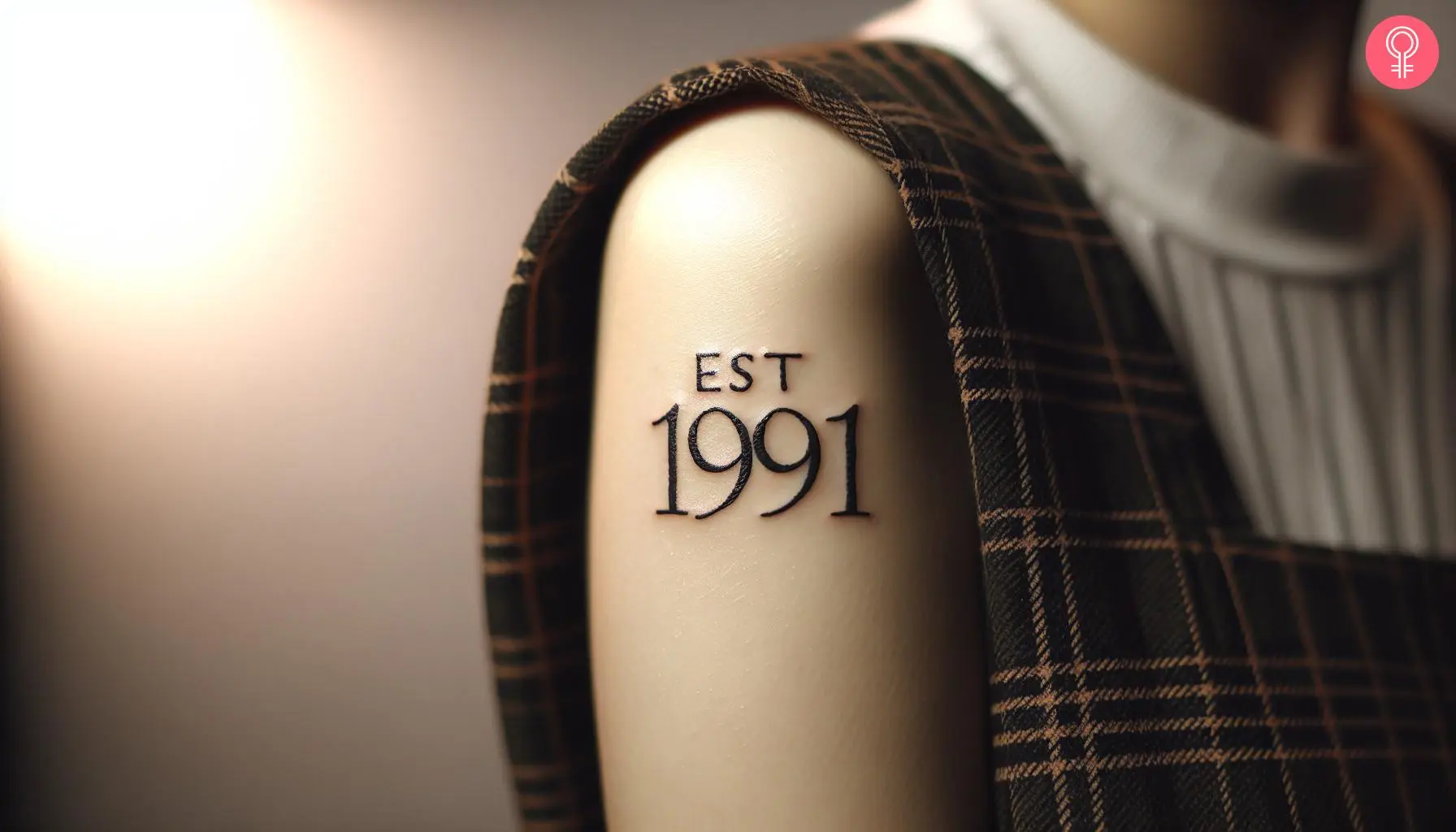 Woman with est 1991 tattoo on her arm