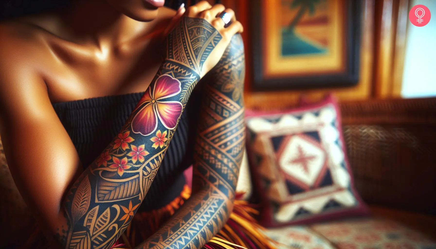 Forearm Polynesian tattoo on a woman