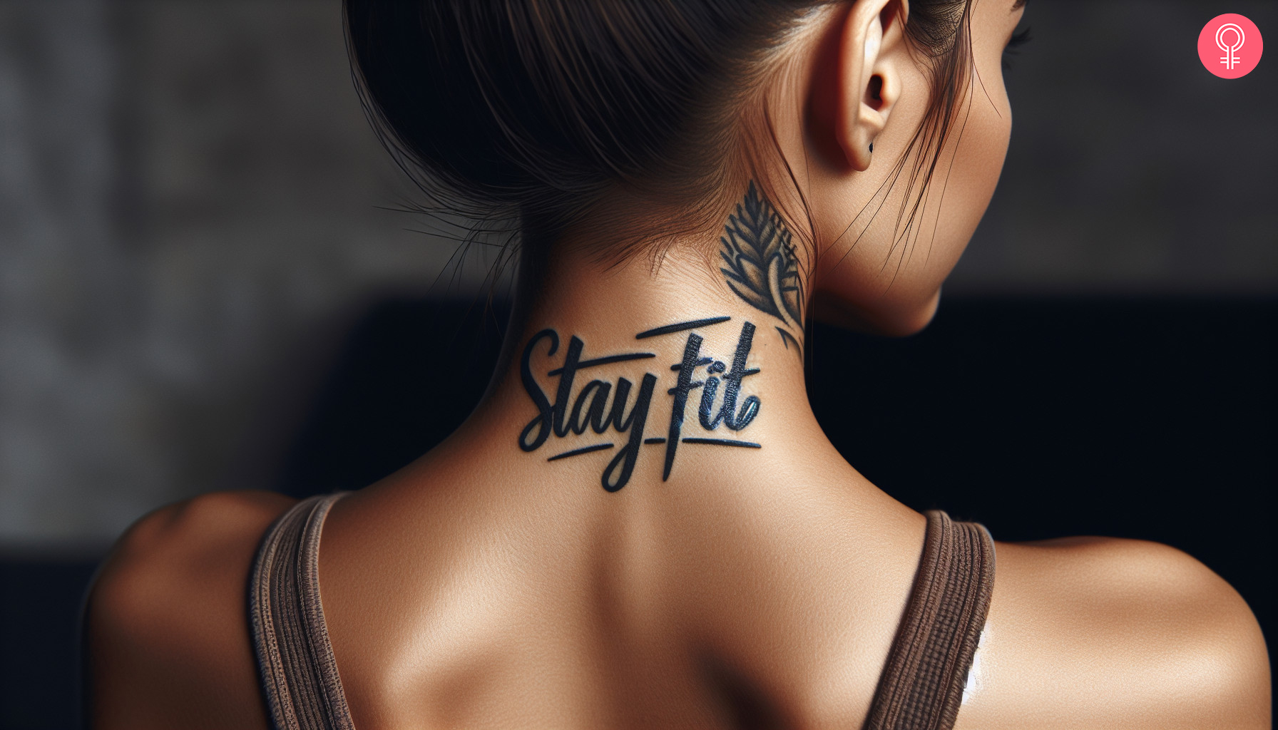 Stay fit tattoo on the back of the neck