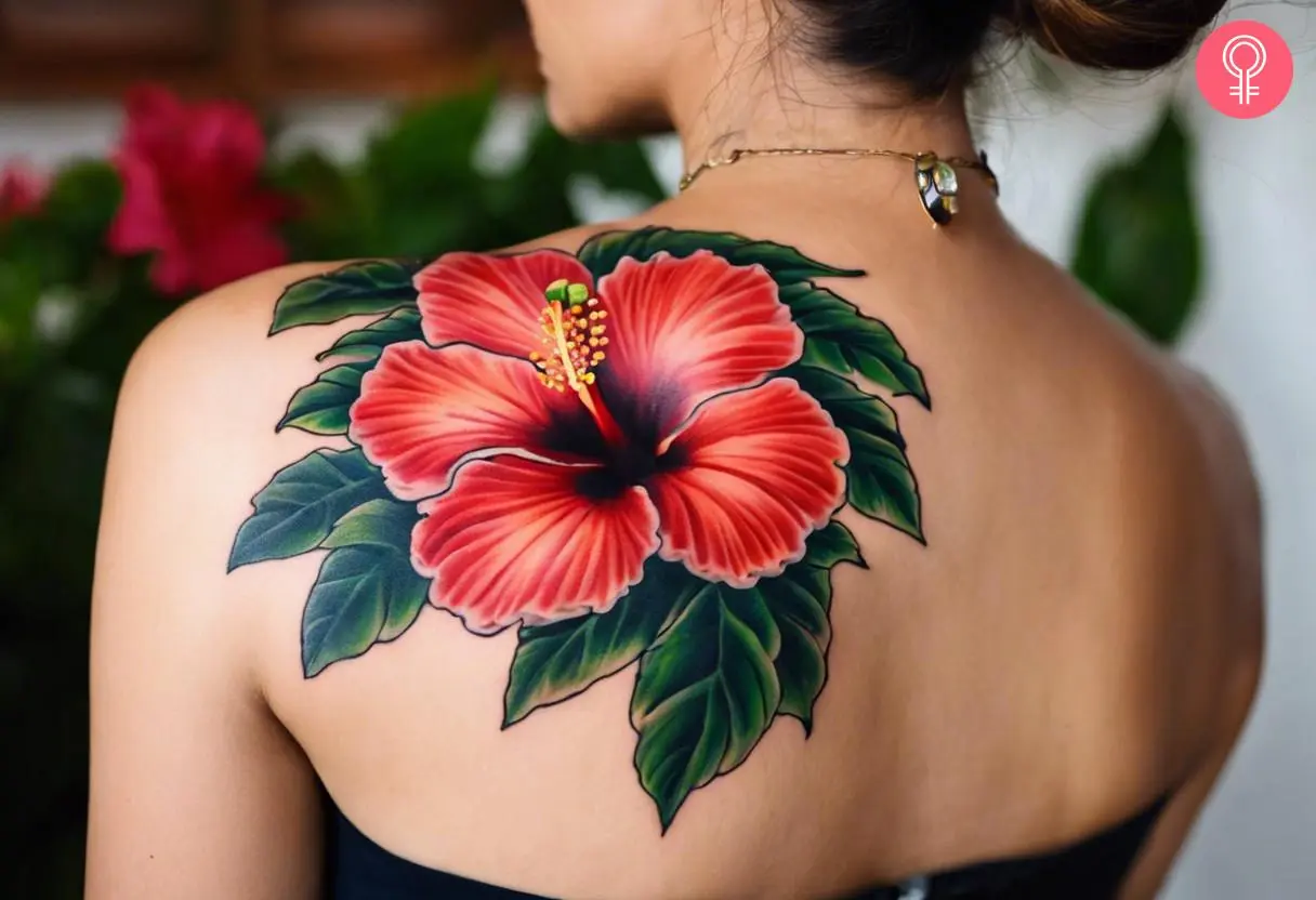 Hibiscus Shoulder Tattoo