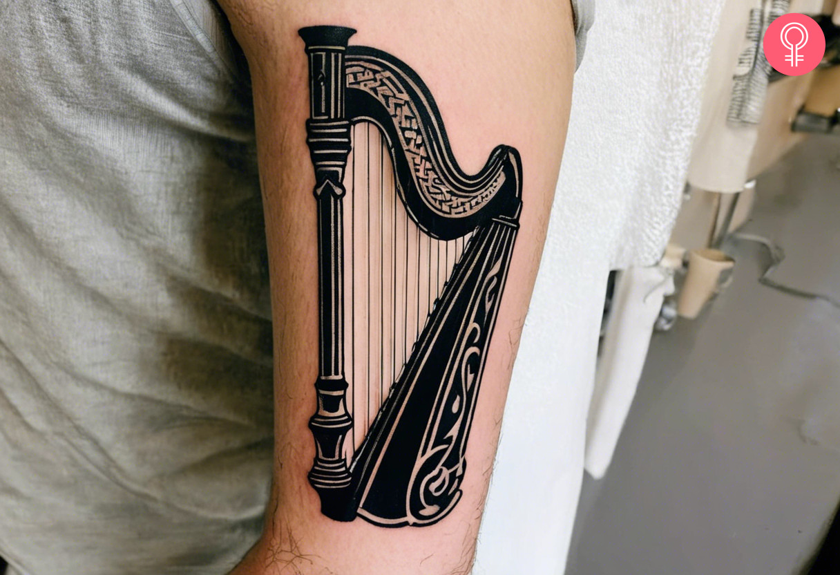 8 Harp Tattoo Ideas Capturing The Elegance Of Music - vamaindia.in