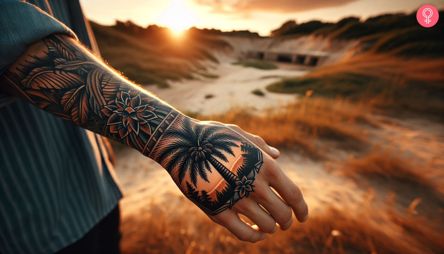 Island tattoo on a man’s hand