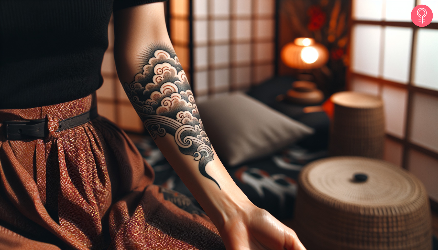 Japanese cloud tattoo on the forearm