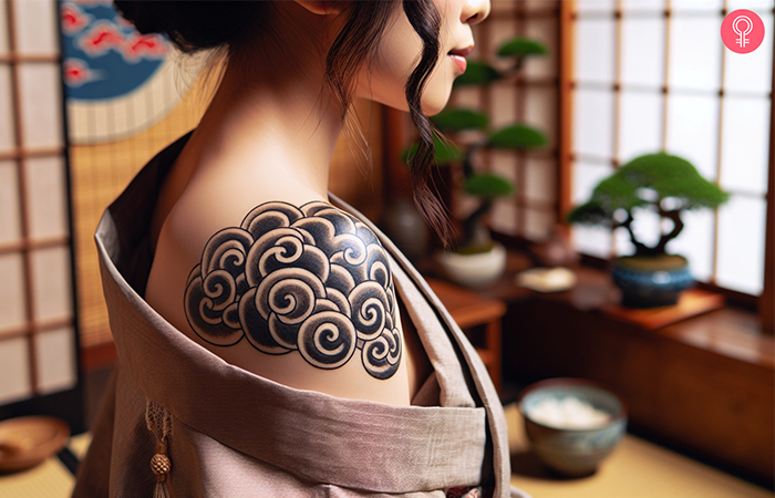 Japanese cloud tattoo on the shoulder