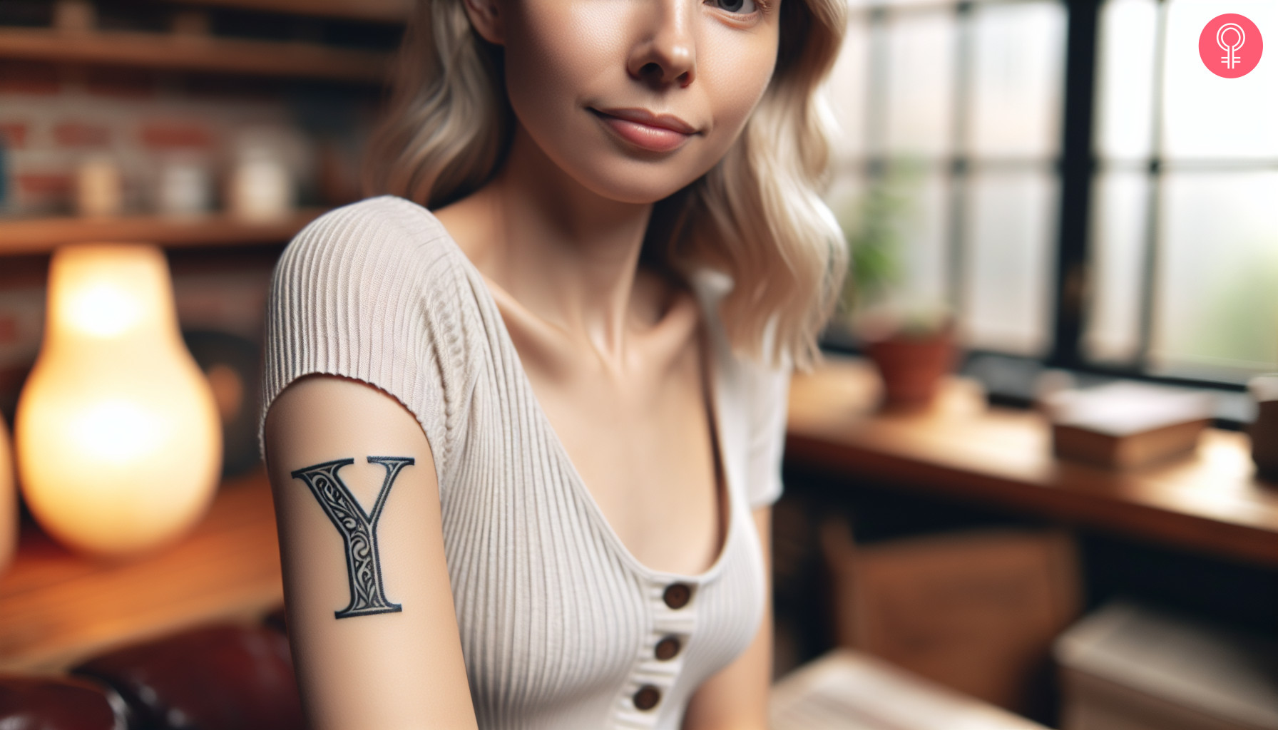 A woman with an old-school Y tattoo