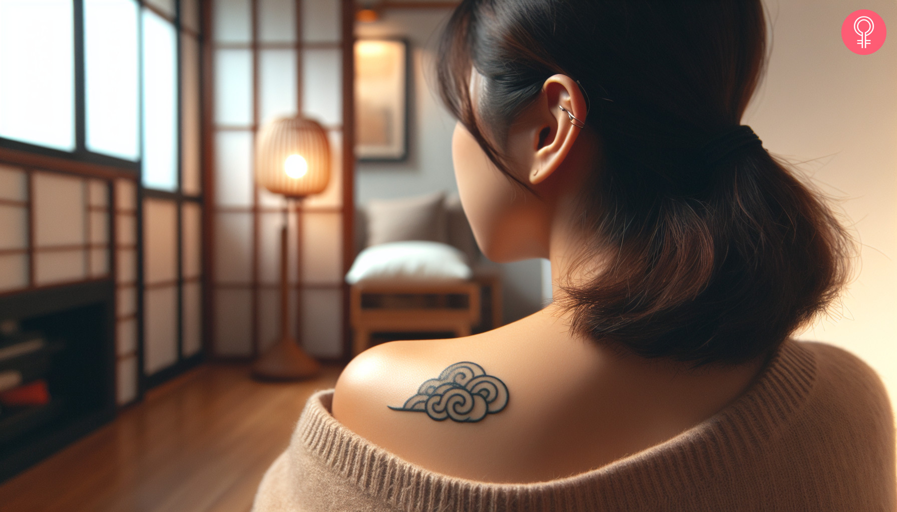 Minimalist Japanese Cloud tattoo on the back shoulder