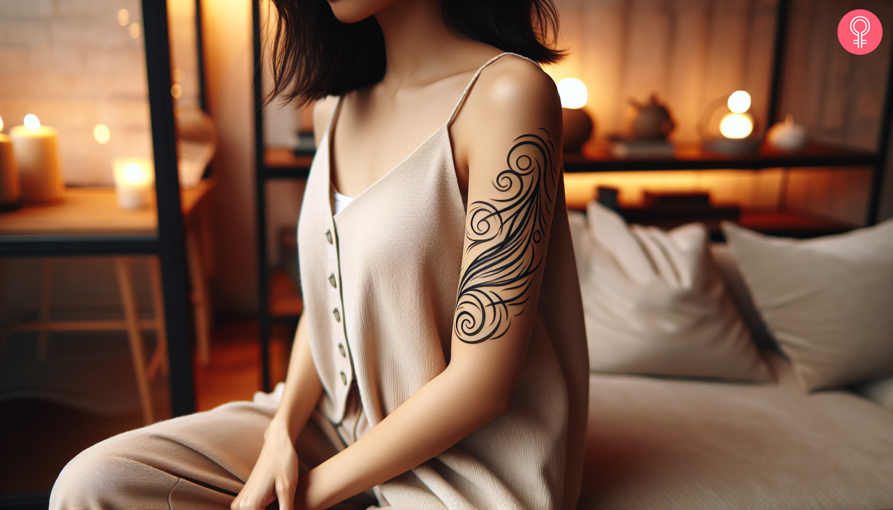 A minimalist tattoo featuring a combination of swirls