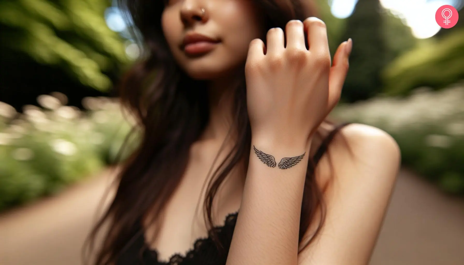 Minimalist angel wings tattoo on the wrist