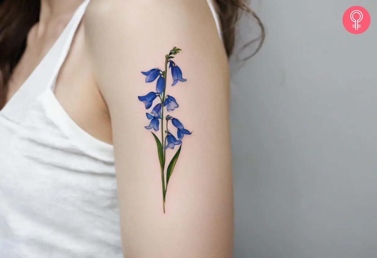 Minimalist bluebell flower tattoo