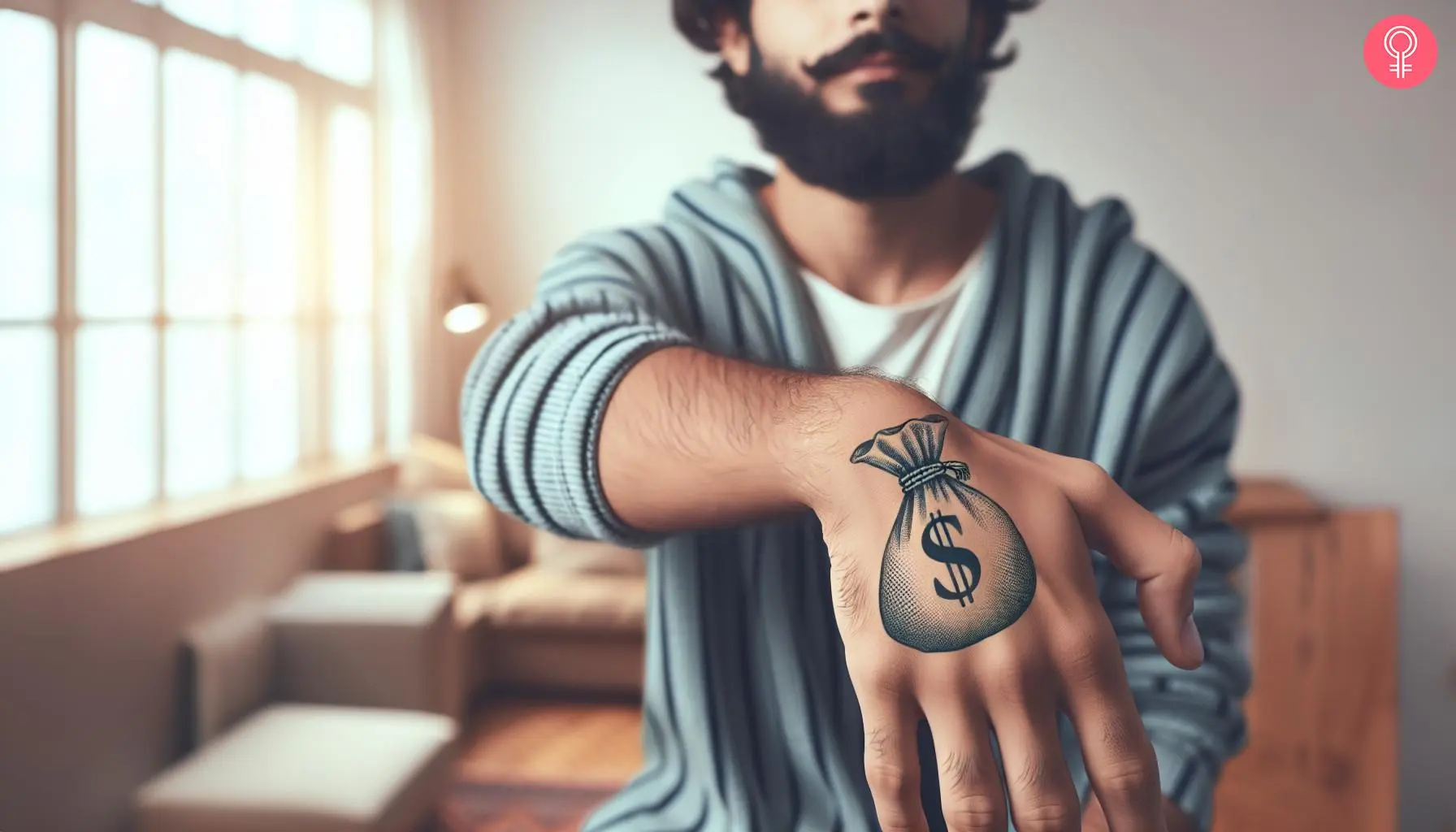 Money bag tattoo on the hand