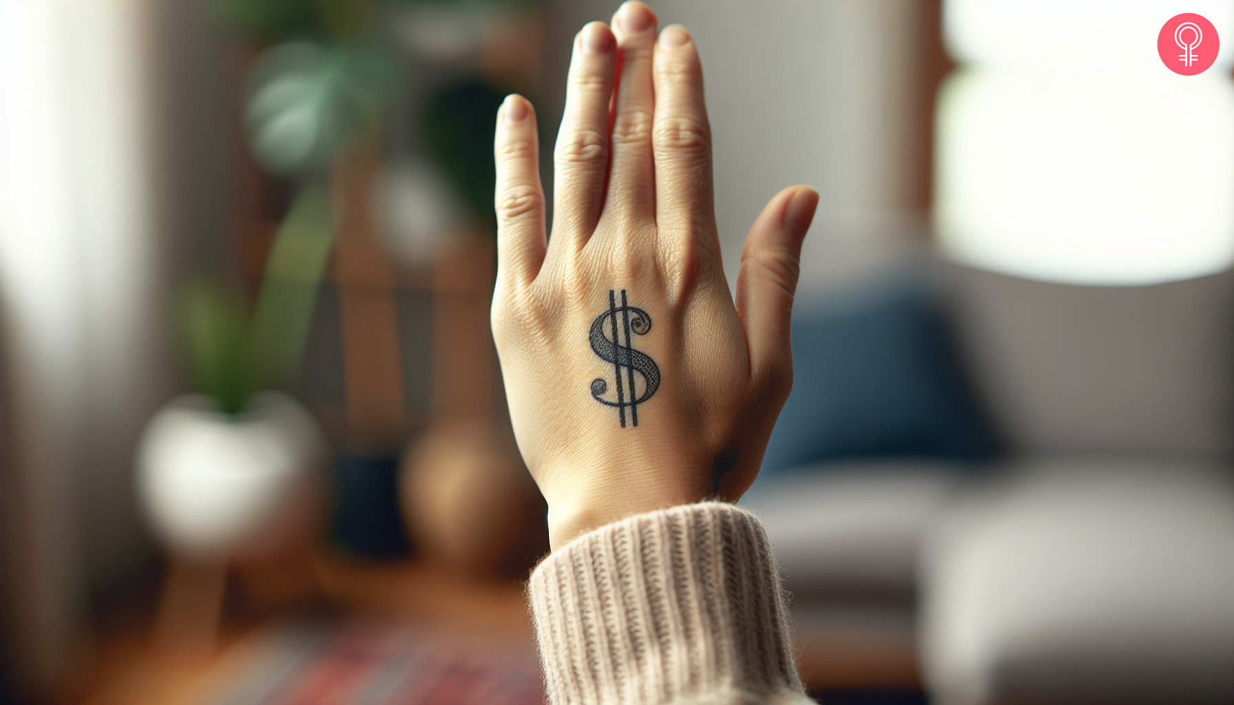 Money sign tattoo on the hand