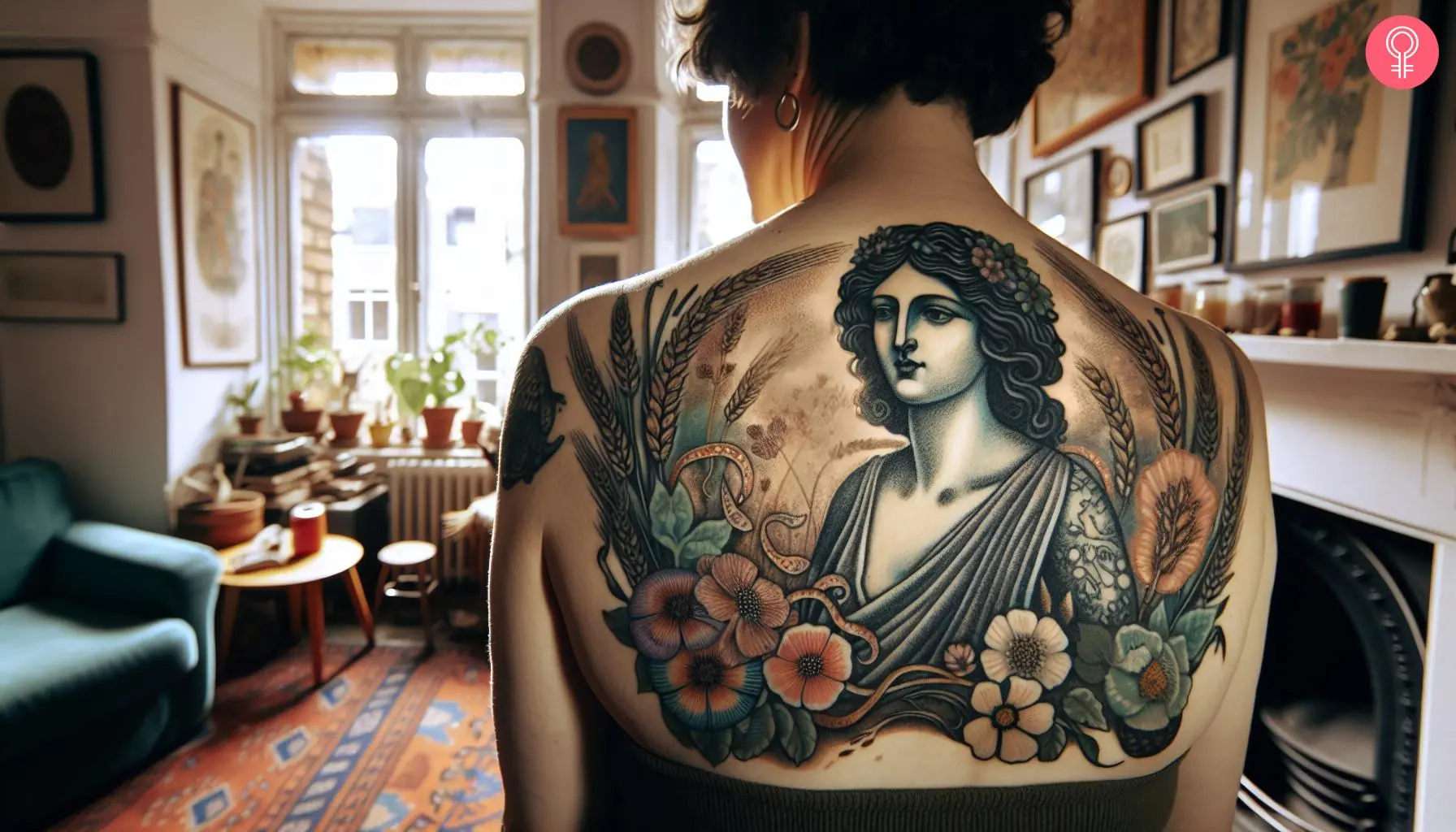 Neo traditional Persephone tattoo on the back